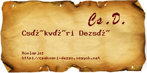 Csákvári Dezső névjegykártya