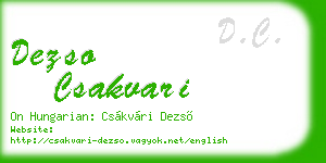 dezso csakvari business card
